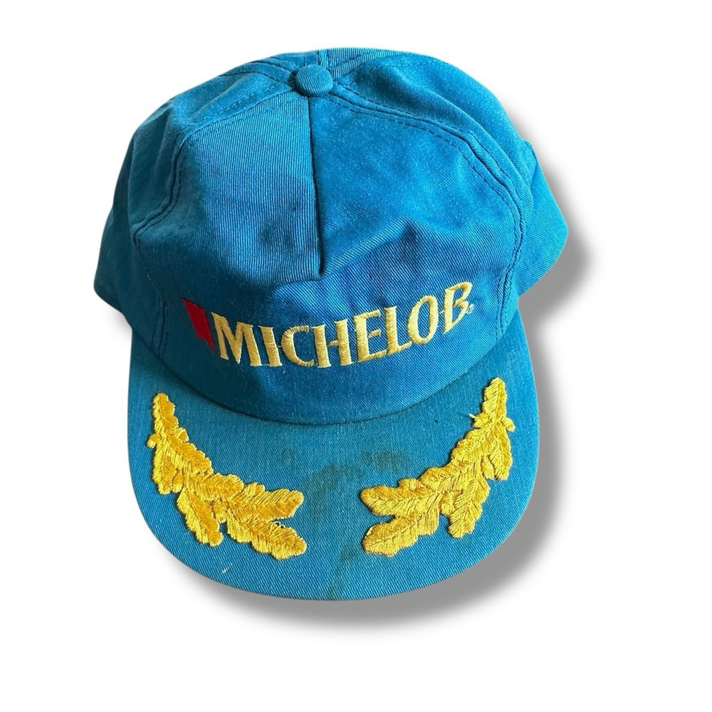 Rare Michelob Hat Snapback Size Vintage Blue Yellow Made In USA
